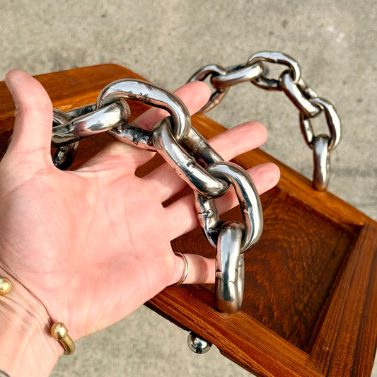 Sculptural Teak and Chain Tray