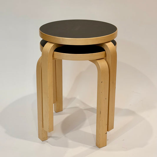 Alvar Aalto Black Four Leg Stool E60 2016