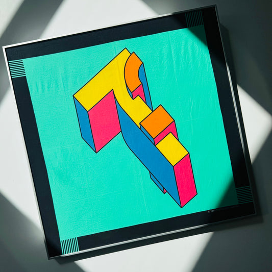 Vintage Takenobu Igarashi Typographic Framed Textile