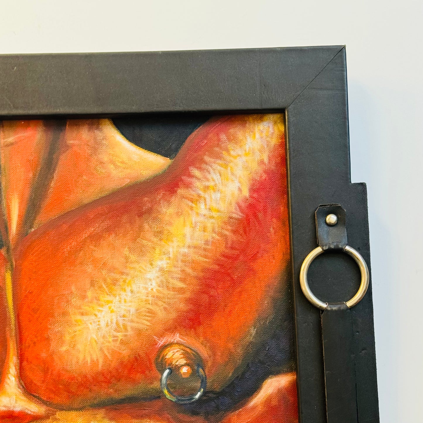 Vintage Thomas Foral Pierced Leather Torso Painting 1992