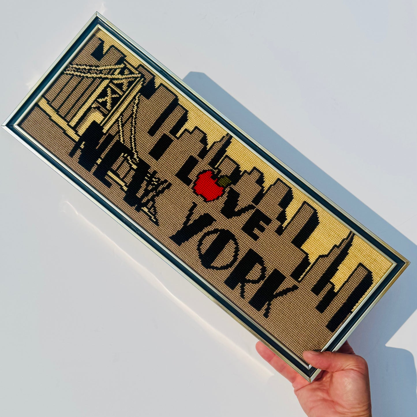 Vintage I Love New York Framed Needlepoint 1978