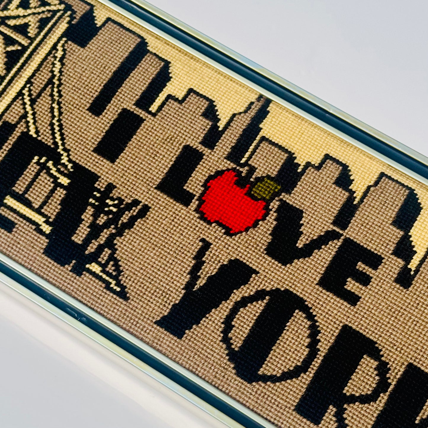 Vintage I Love New York Framed Needlepoint 1978