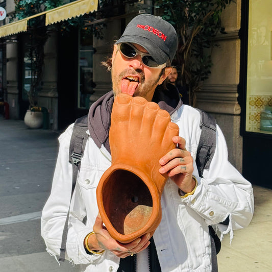 Vintage  Pop Art Terracotta Giant Foot Planter