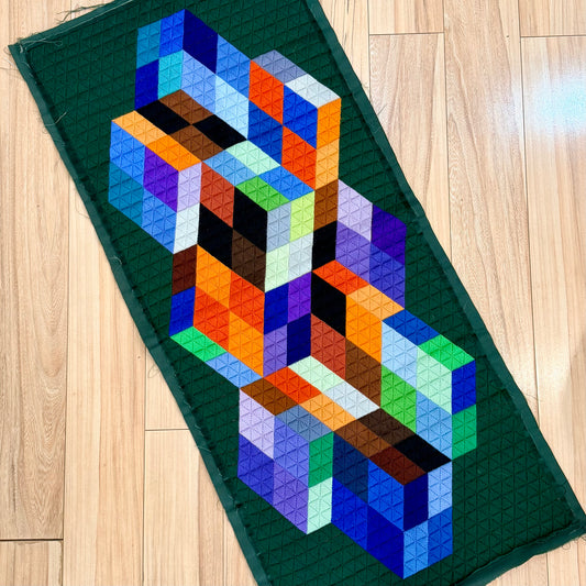 Vintage Vasarely Needlepoint Textile 1970s