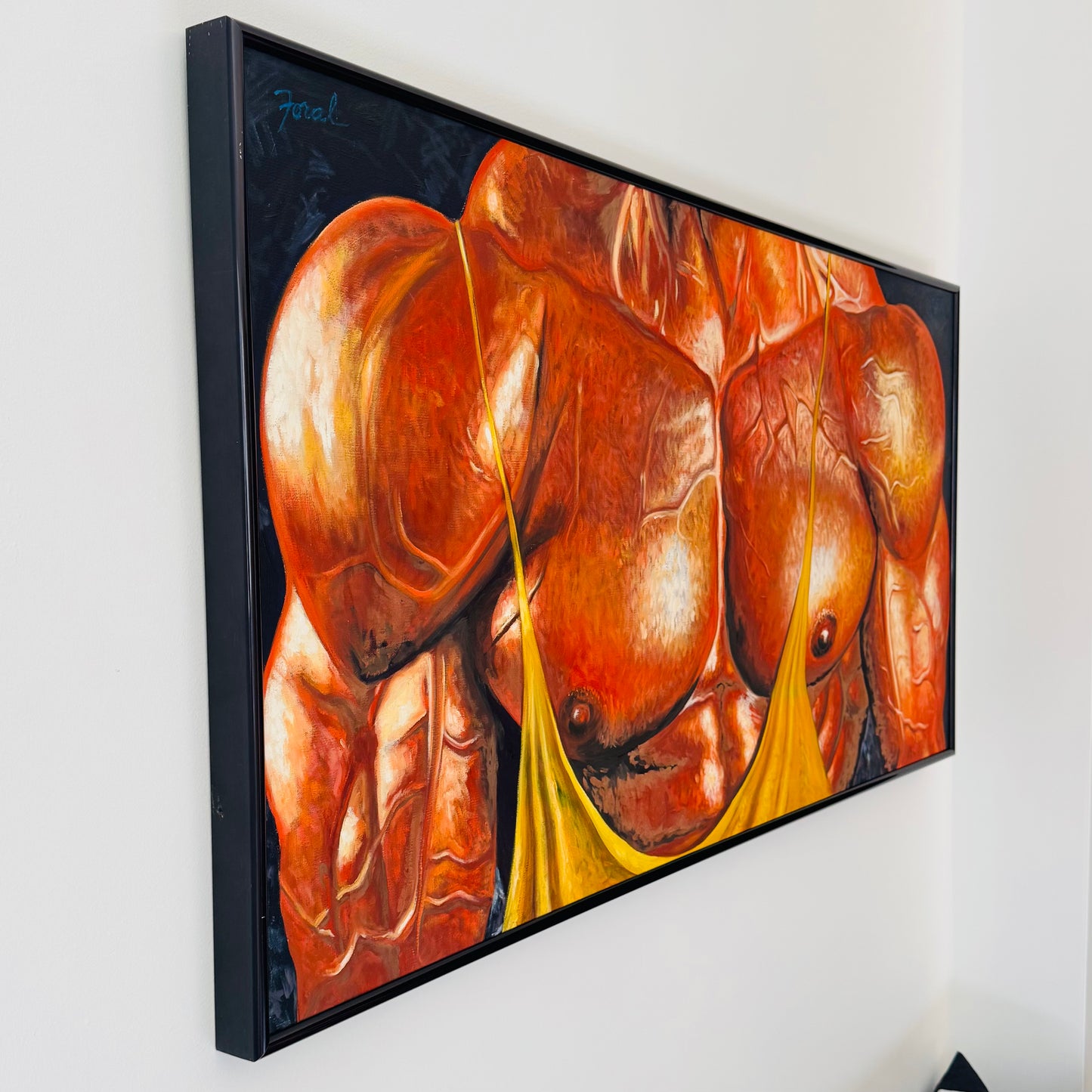 Vintage XL Thomas Foral Bodybuilder Painting 1990s