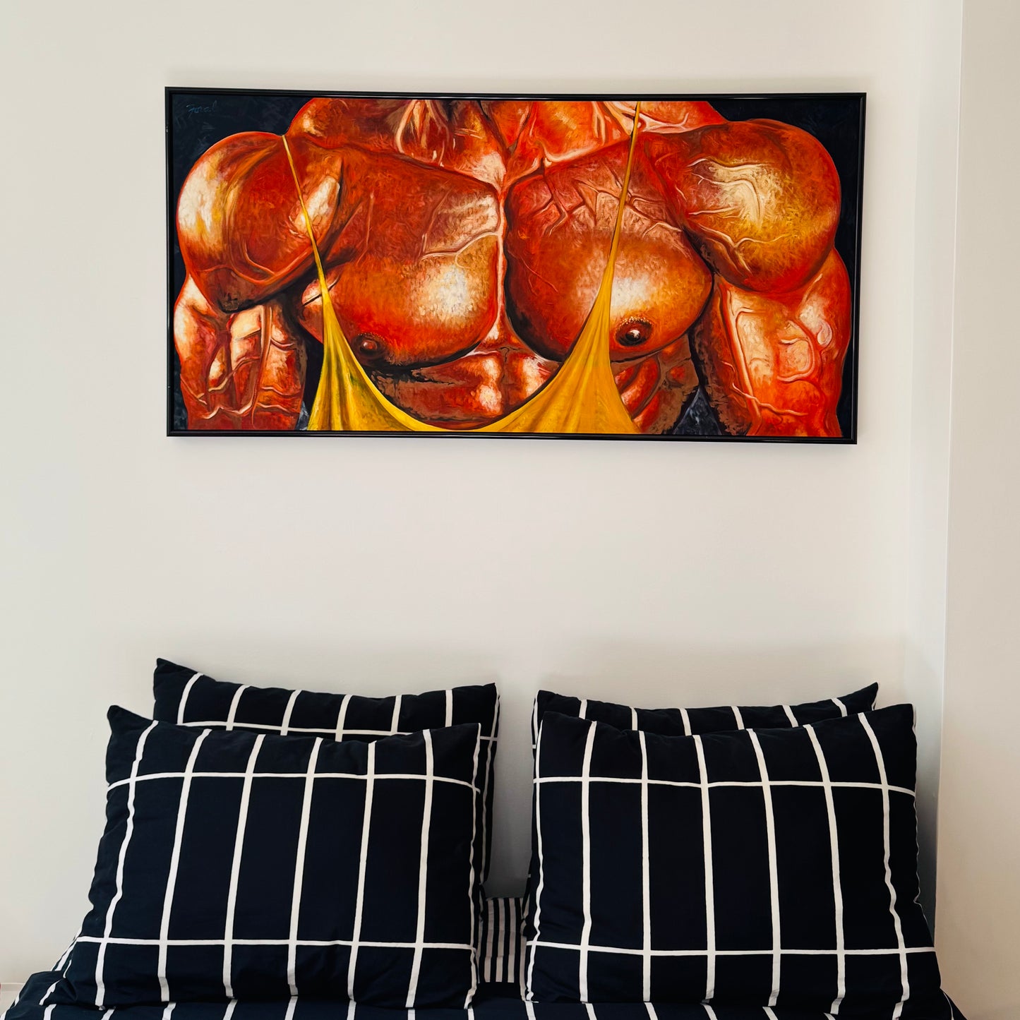 Vintage XL Thomas Foral Bodybuilder Painting 1990s