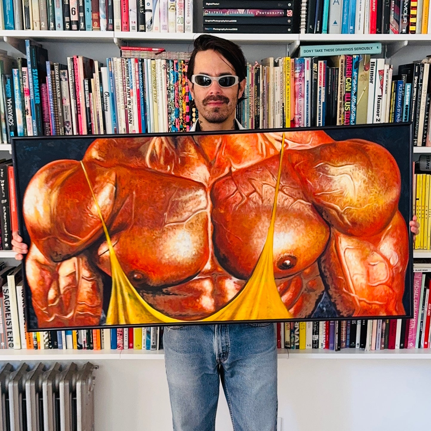 Vintage XL Thomas Foral Bodybuilder Painting 1990s