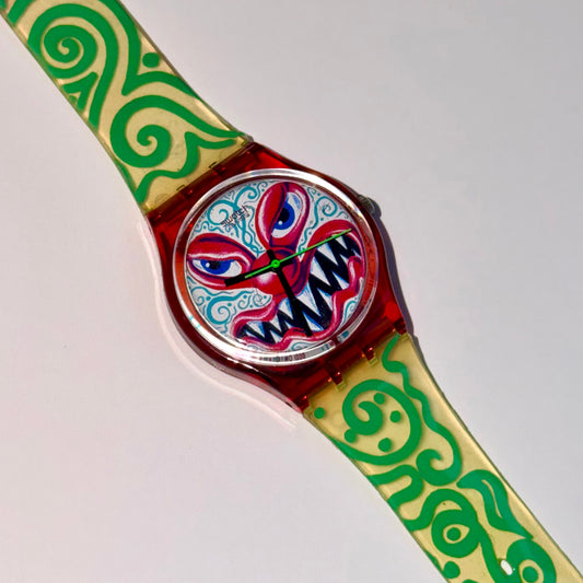 Vintage Kenny Scharf 'Monster Time' Limited Edition Swatch Watch 1994