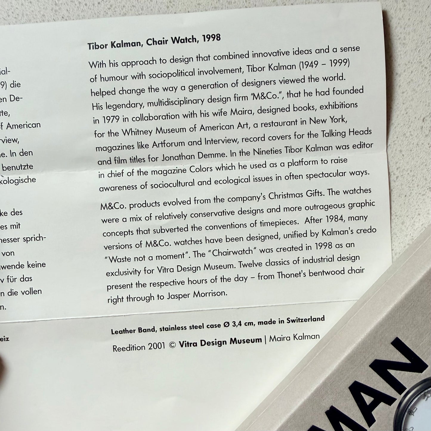 Deadstock Tibor Kalman 'Chair Watch' 1998 / 2001