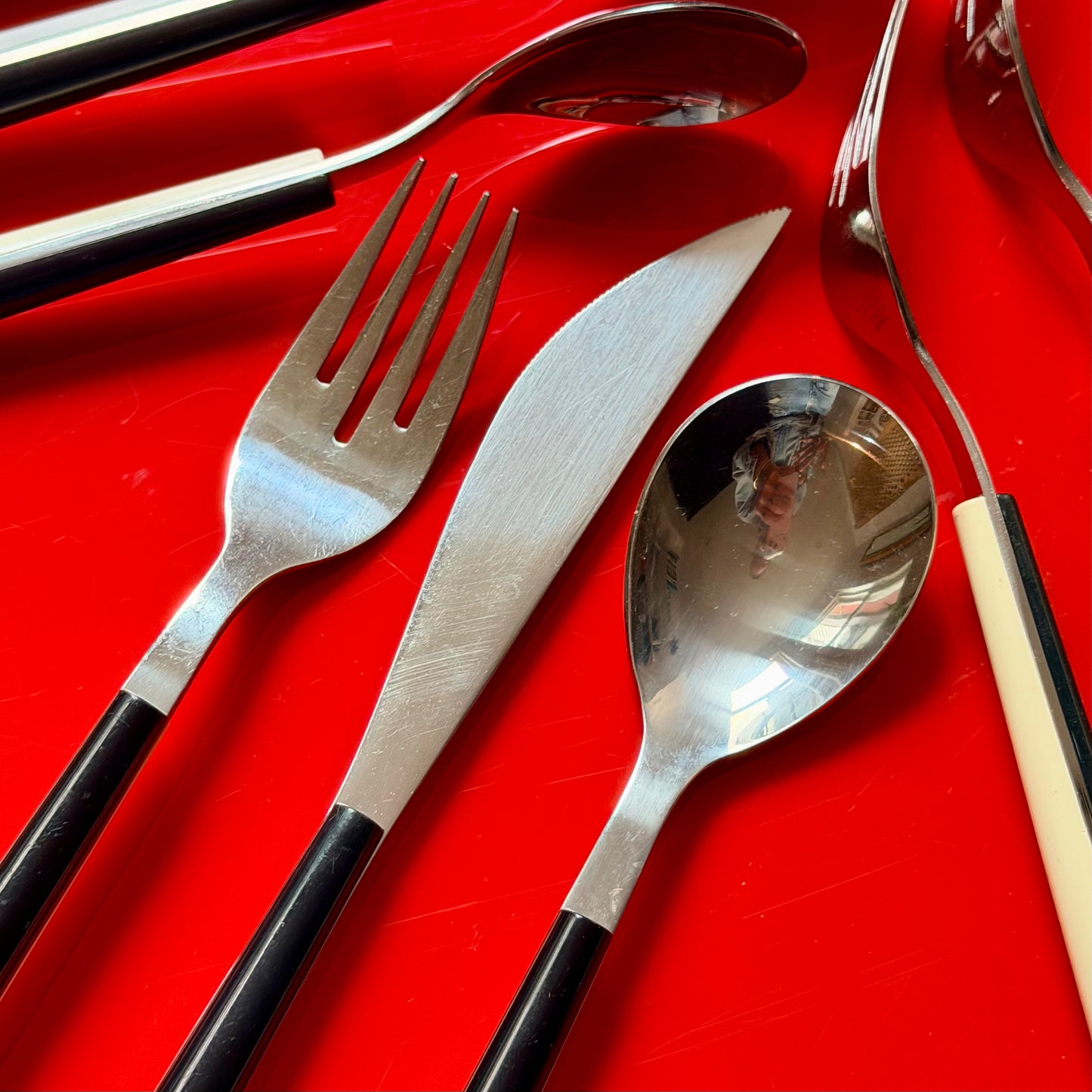 Vintage B&W Op Art / Space Age Cutlery Set 4 / 20 Pieces