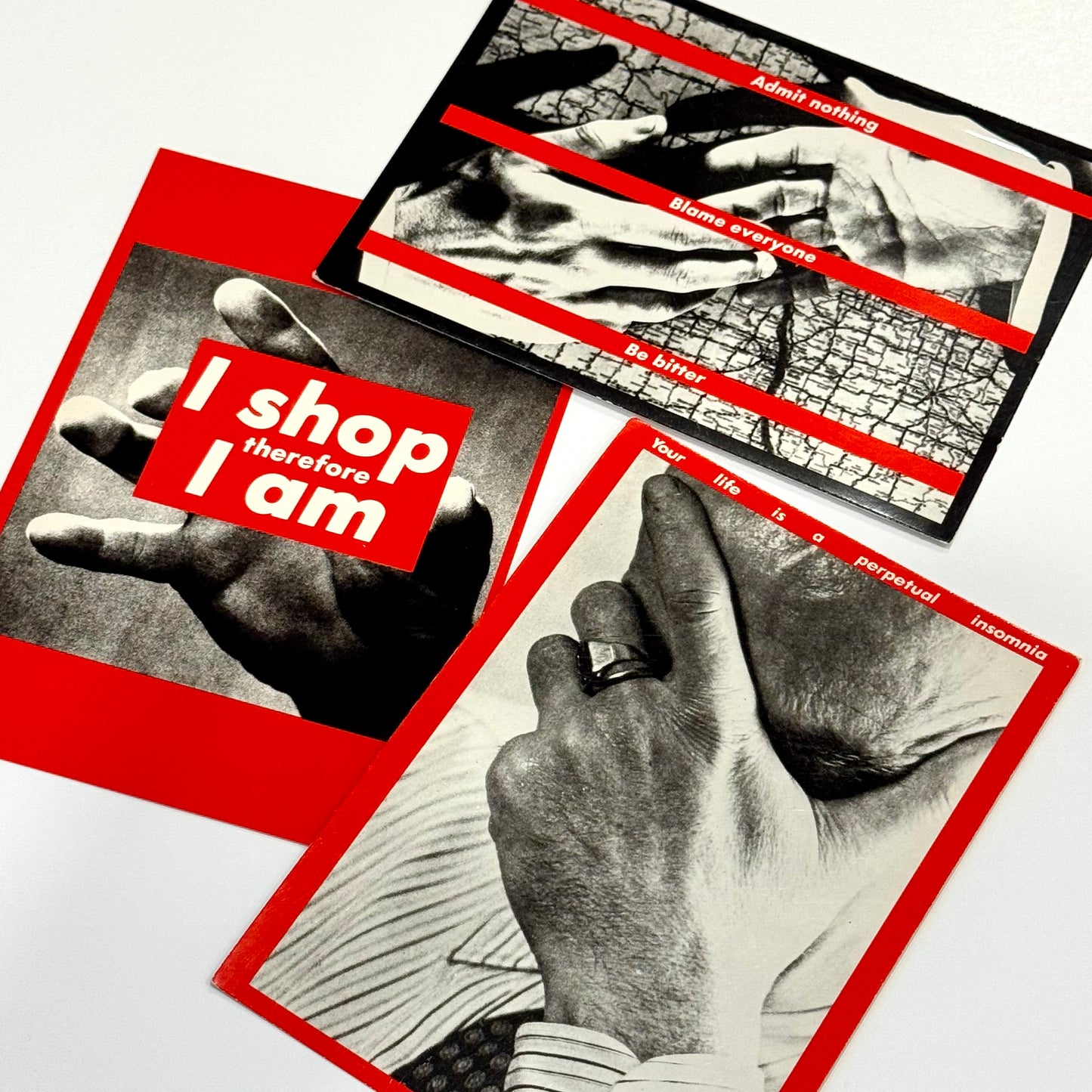 Vintage Barbara Kruger Postcards Set of 3 1987