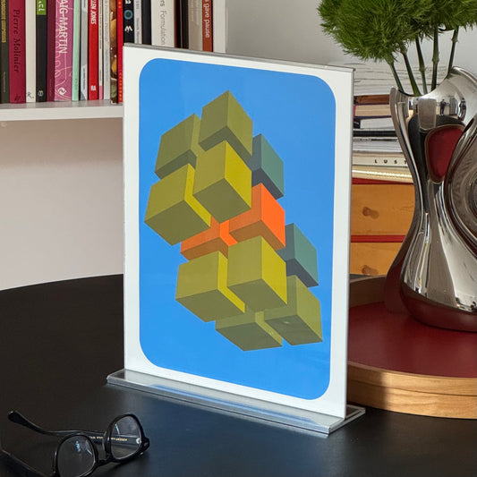 Vintage Marko Spalatin 'Floating Cubes 12' Silkscreen 1972