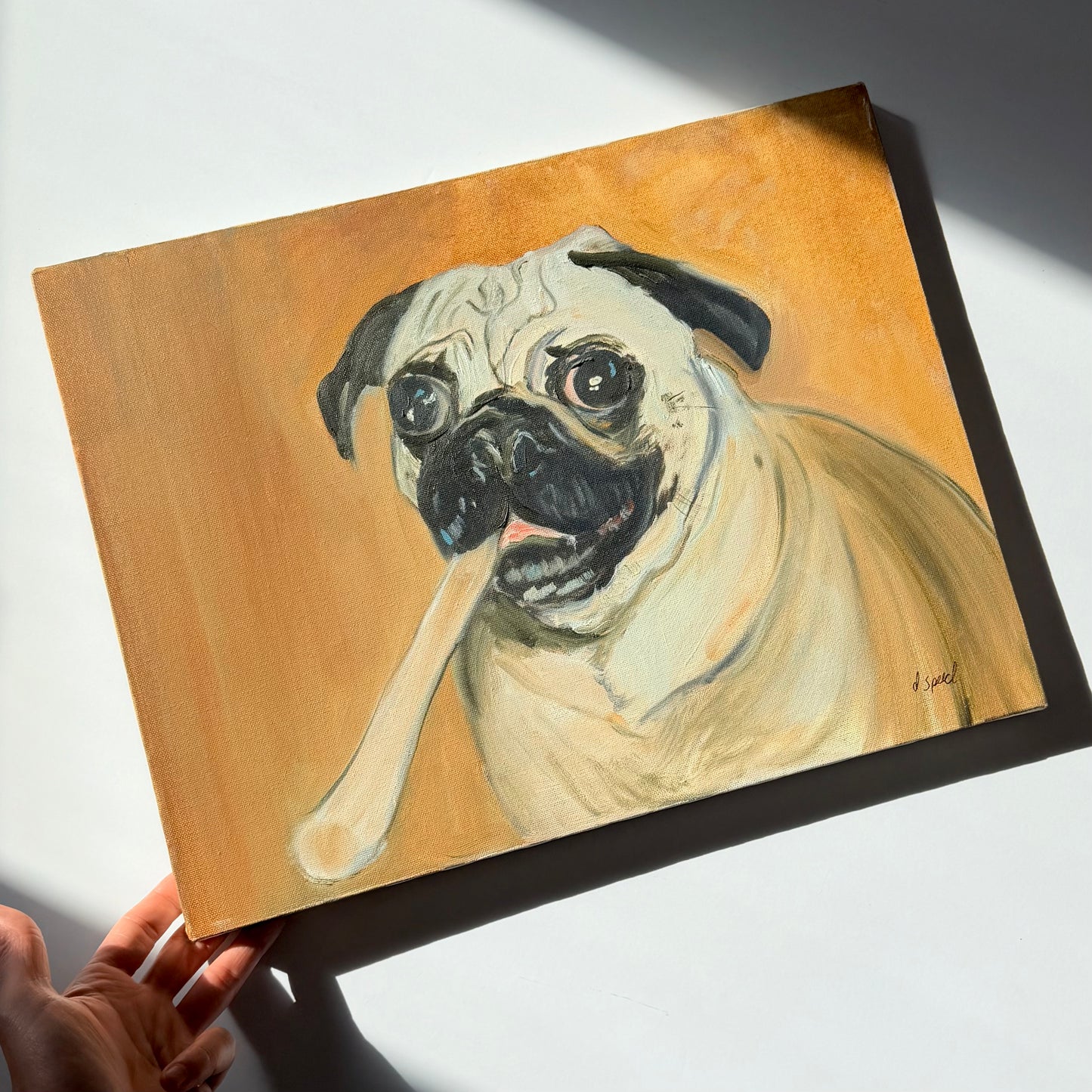Vintage Pug Painting Circa 2000