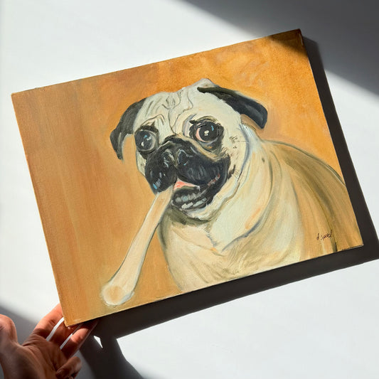 Vintage Pug Painting Circa 2000