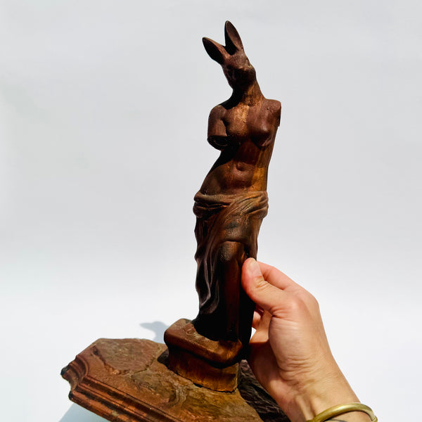 Vintage Artist Made Rabbit De Milo Lamp 1991