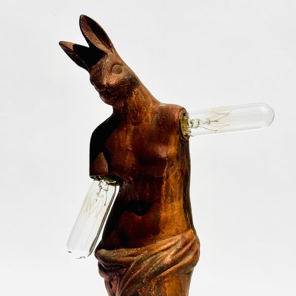 Vintage Artist Made Rabbit De Milo Lamp 1991