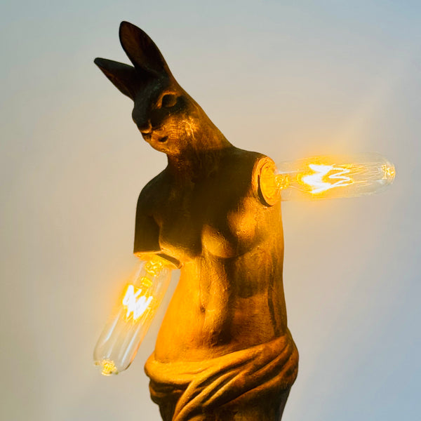 Vintage Artist Made Rabbit De Milo Lamp 1991