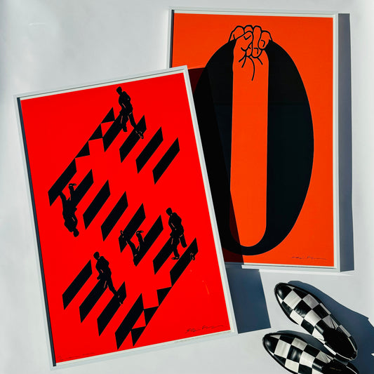 Limited Ed. Shigeo Fukuda S/O Framed Silkscreen Prints 1994