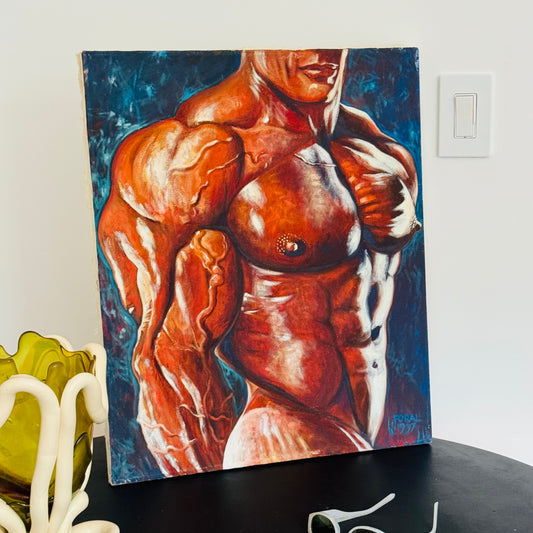 Vintage Thomas Foral 'Chuck' Bodybuilder Painting 1997