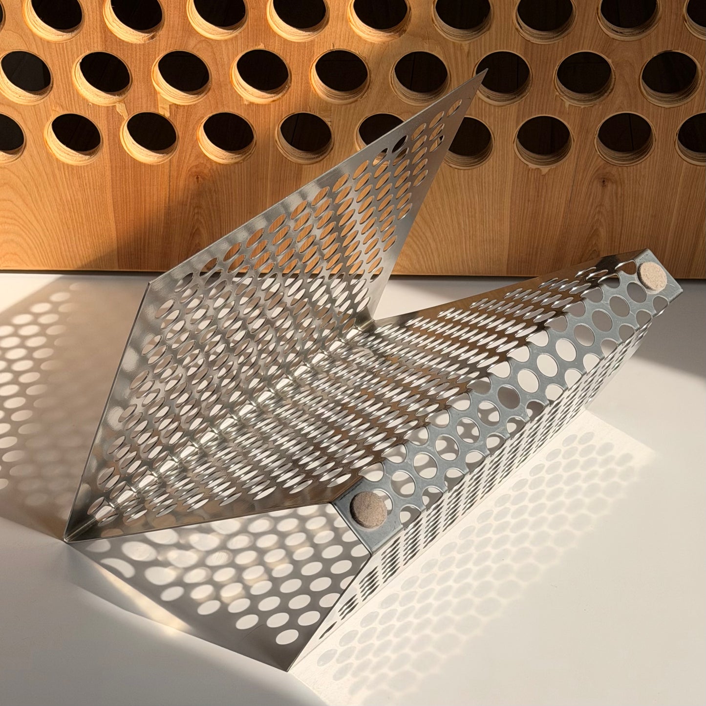 Vintage Large Perforated Steel Magazine Rack