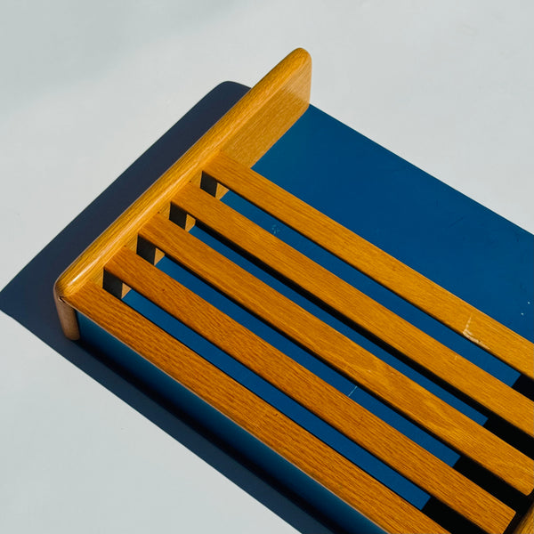 Vintage Blue / Oak Slat Magazine Rack