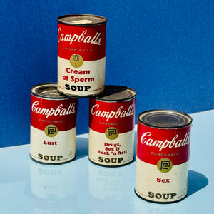 Vintage Campball's Naughty Novelty Soup Cans 1970s