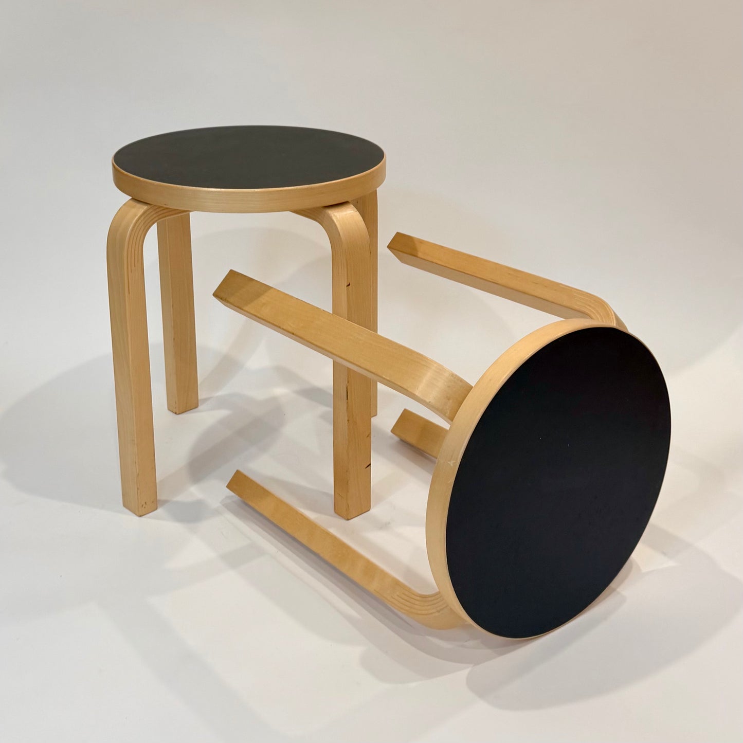 Alvar Aalto Black Four Leg Stool E60 2016