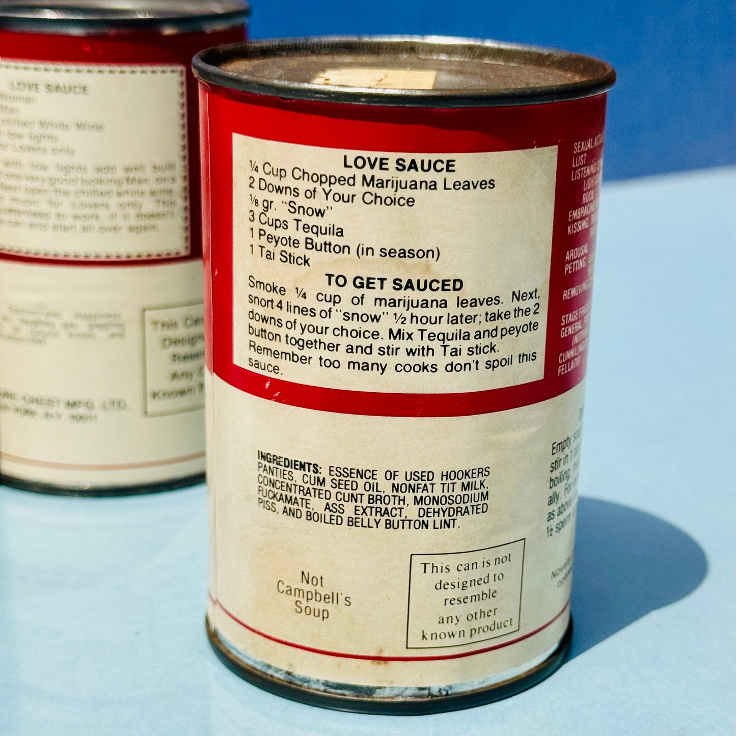 Vintage Campball's Naughty Novelty Soup Cans 1970s