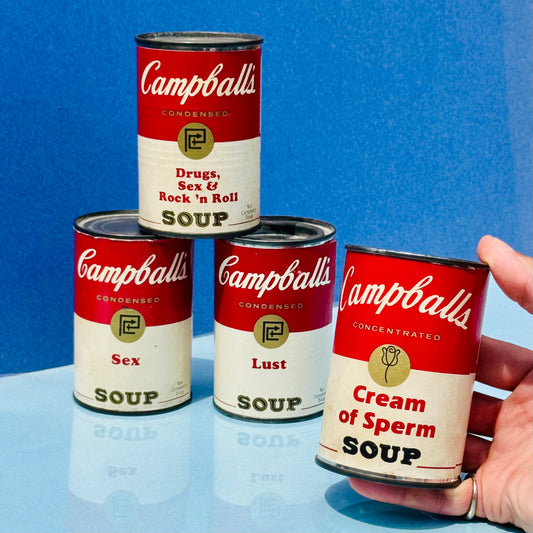 Vintage Campball's Naughty Novelty Soup Cans 1970s