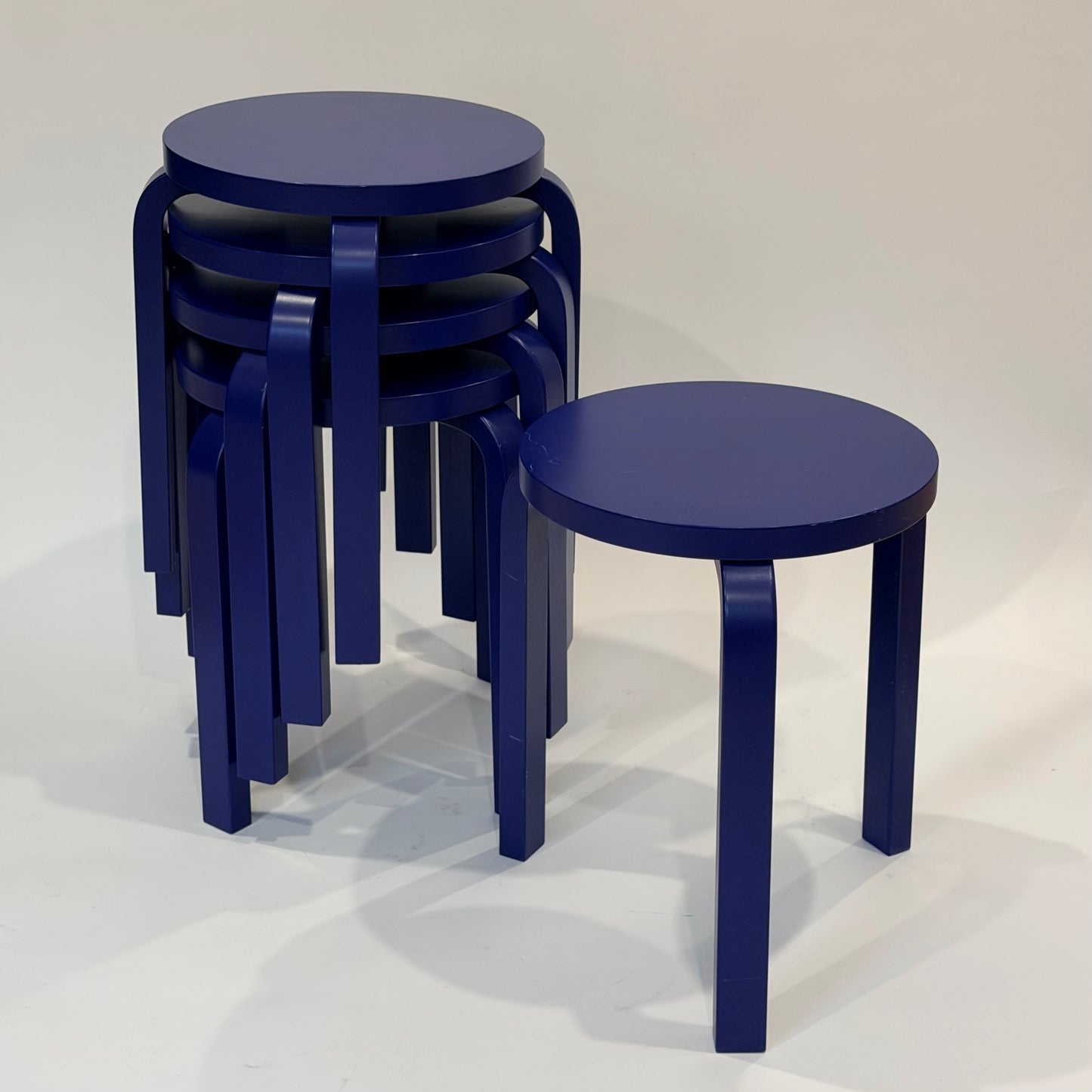 Special Edition Blue Alvar Aalto Stool 60 & Stool E60s 2011