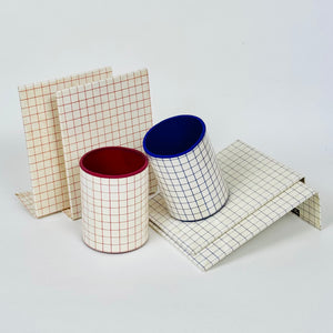 Vintage Deadstock Marimekko Grid Pencil Cup & Bookends Set