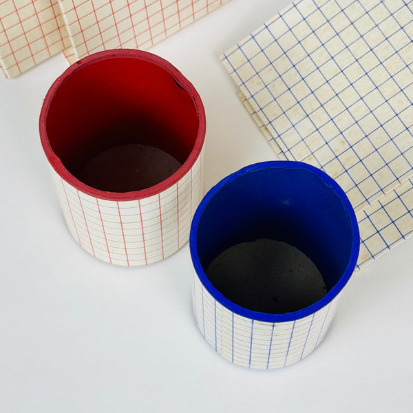 Vintage Deadstock Marimekko Grid Pencil Cup & Bookends Set