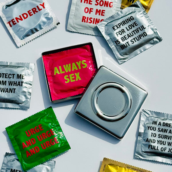 Susan Cohn 'Cohndom Box' Alessi 1999 w/ Jenny Holzer Condoms 2024