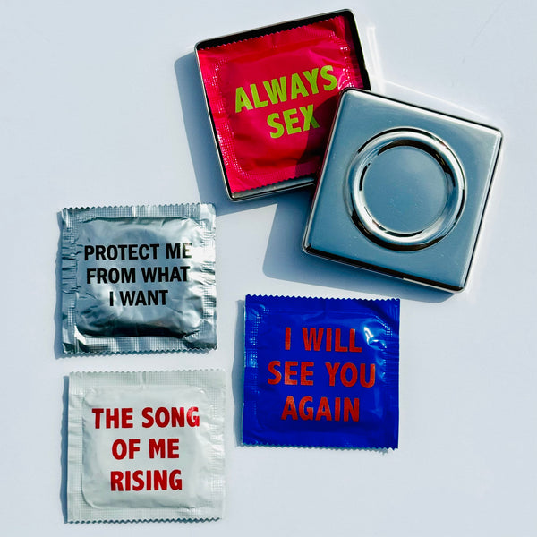 Susan Cohn 'Cohndom Box' Alessi 1999 w/ Jenny Holzer Condoms 2024