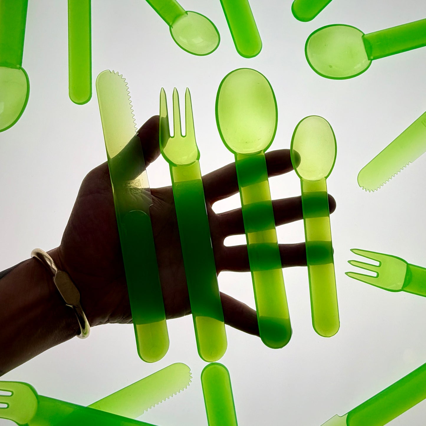 Deadstock Carsten Jorgensen Acid Green 'Bistro' Cutlery 1980