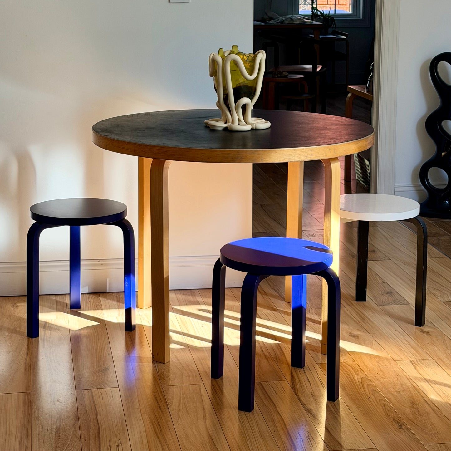 Special Edition Blue Alvar Aalto Stool 60 & Stool E60s 2011