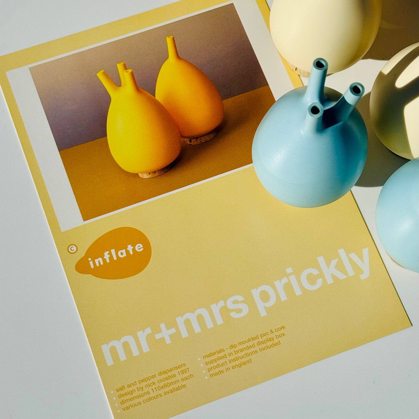 Deadstock INFLATE 'Mr + Mrs Prickly' Salt/Pepper Shakers 1997
