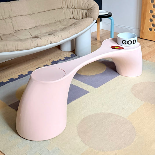 One Of A Kind Pink Table / Bench Circa 2000s