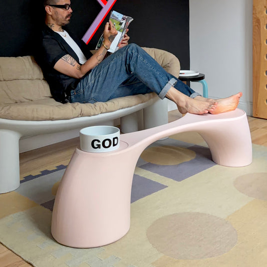One Of A Kind Pink Table / Bench Circa 2000s