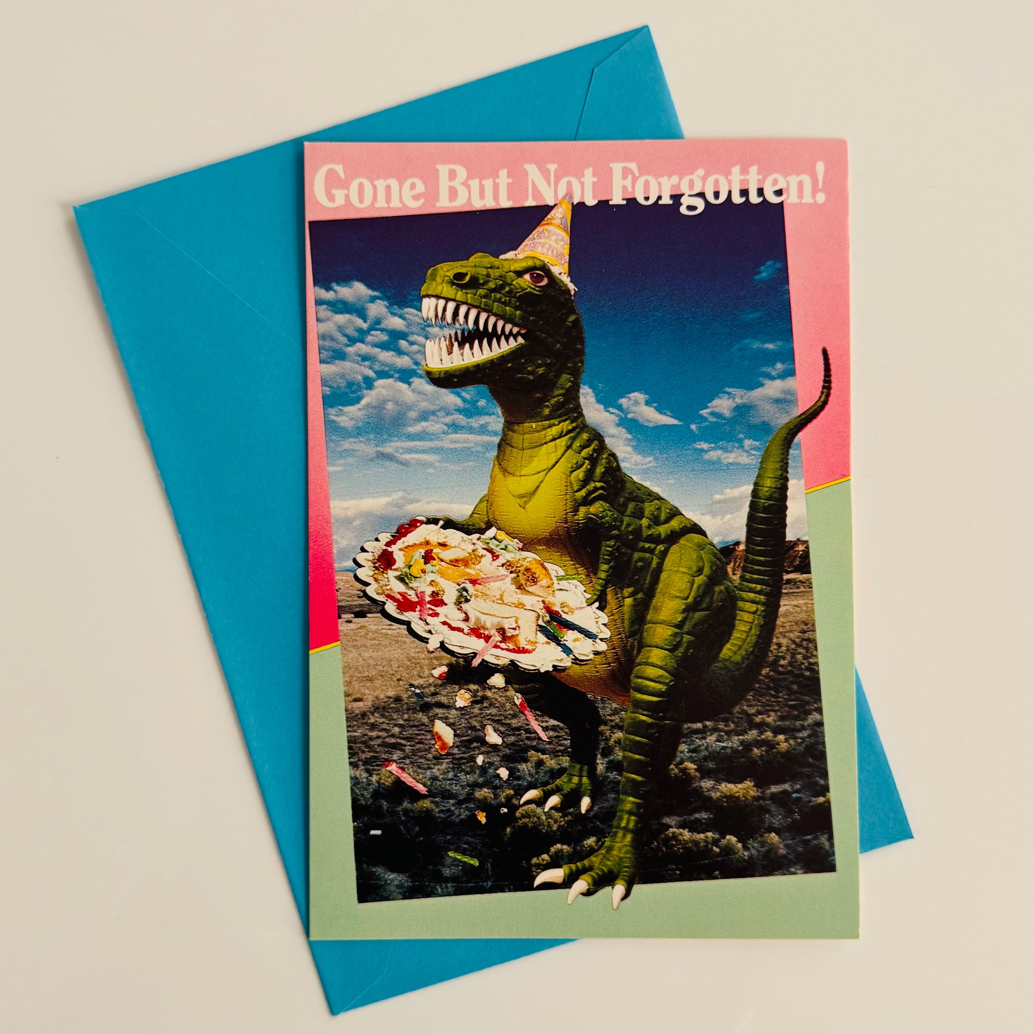 Deadstock 'Gone But Not Forgotten' Belated Birthday Dino Card 1985