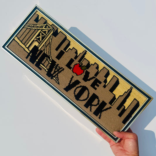 Vintage I Love New York Framed Needlepoint 1978