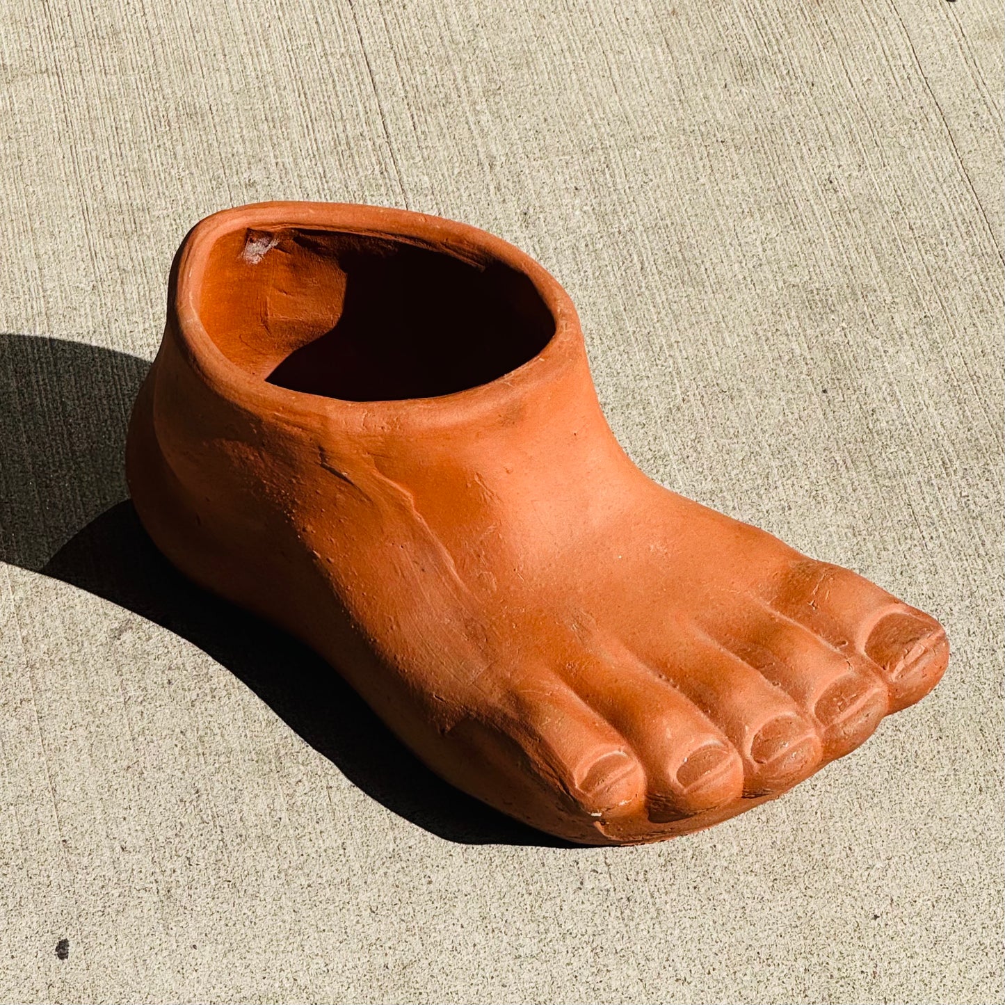 Vintage  Pop Art Terracotta Giant Foot Planter