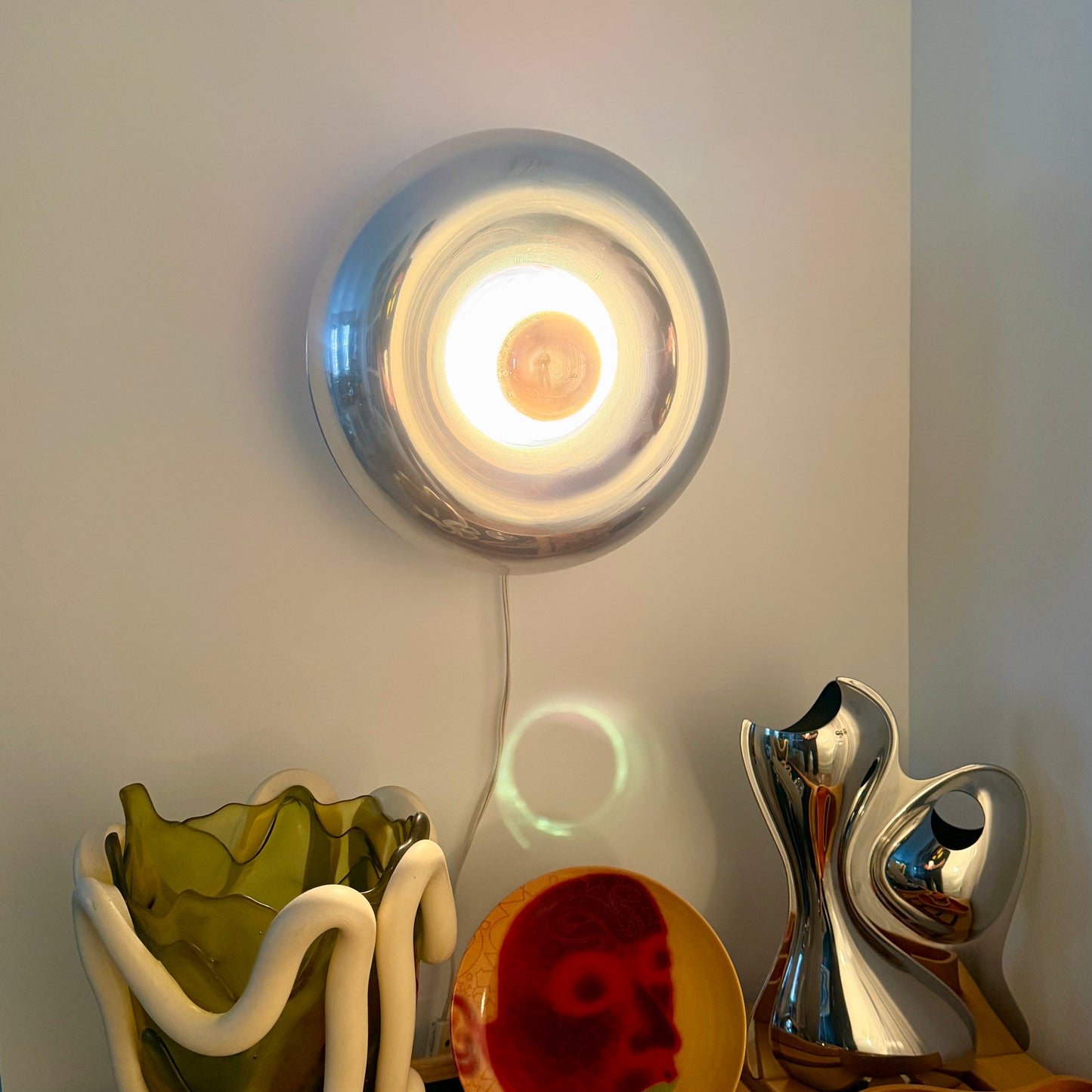 Vintage Space Age Steel Donut Lamp 1970s