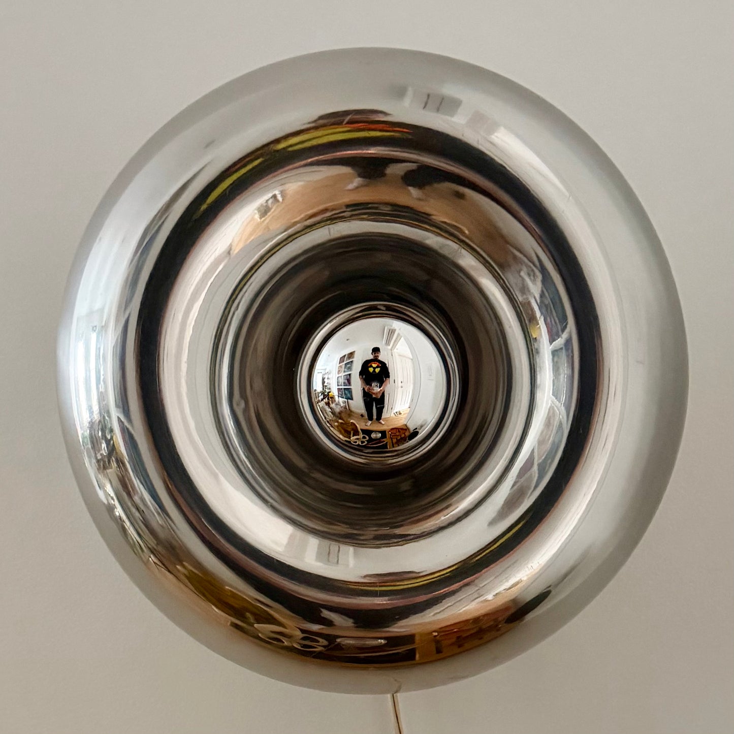 Vintage Space Age Steel Donut Lamp 1970s