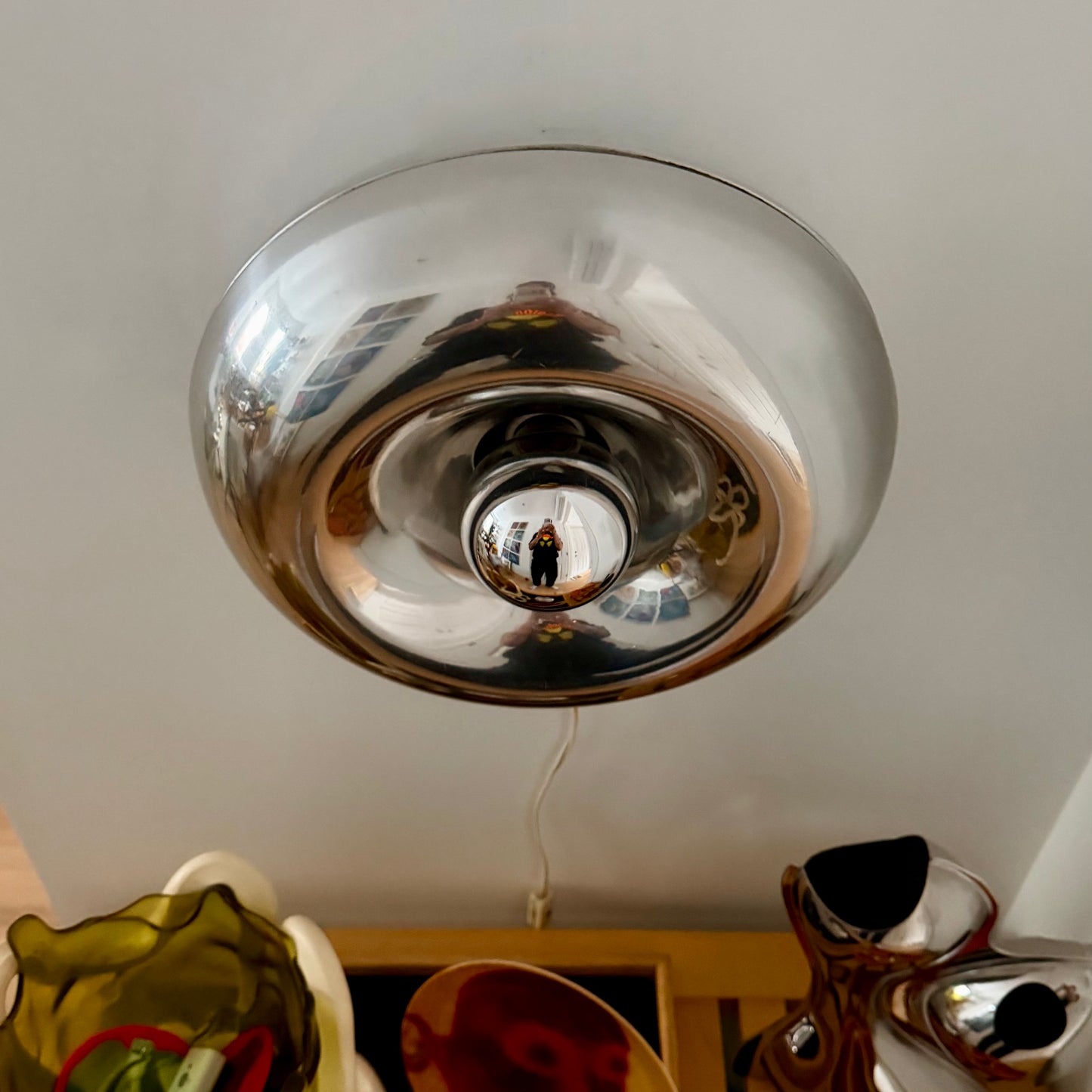 Vintage Space Age Steel Donut Lamp 1970s