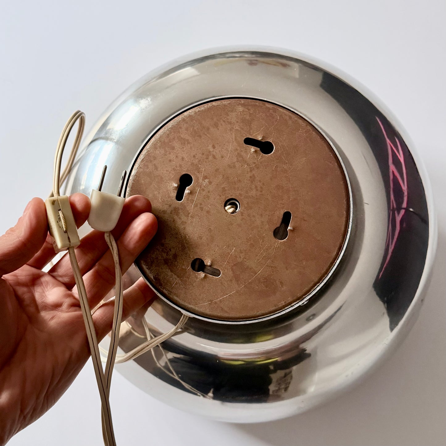 Vintage Space Age Steel Donut Lamp 1970s