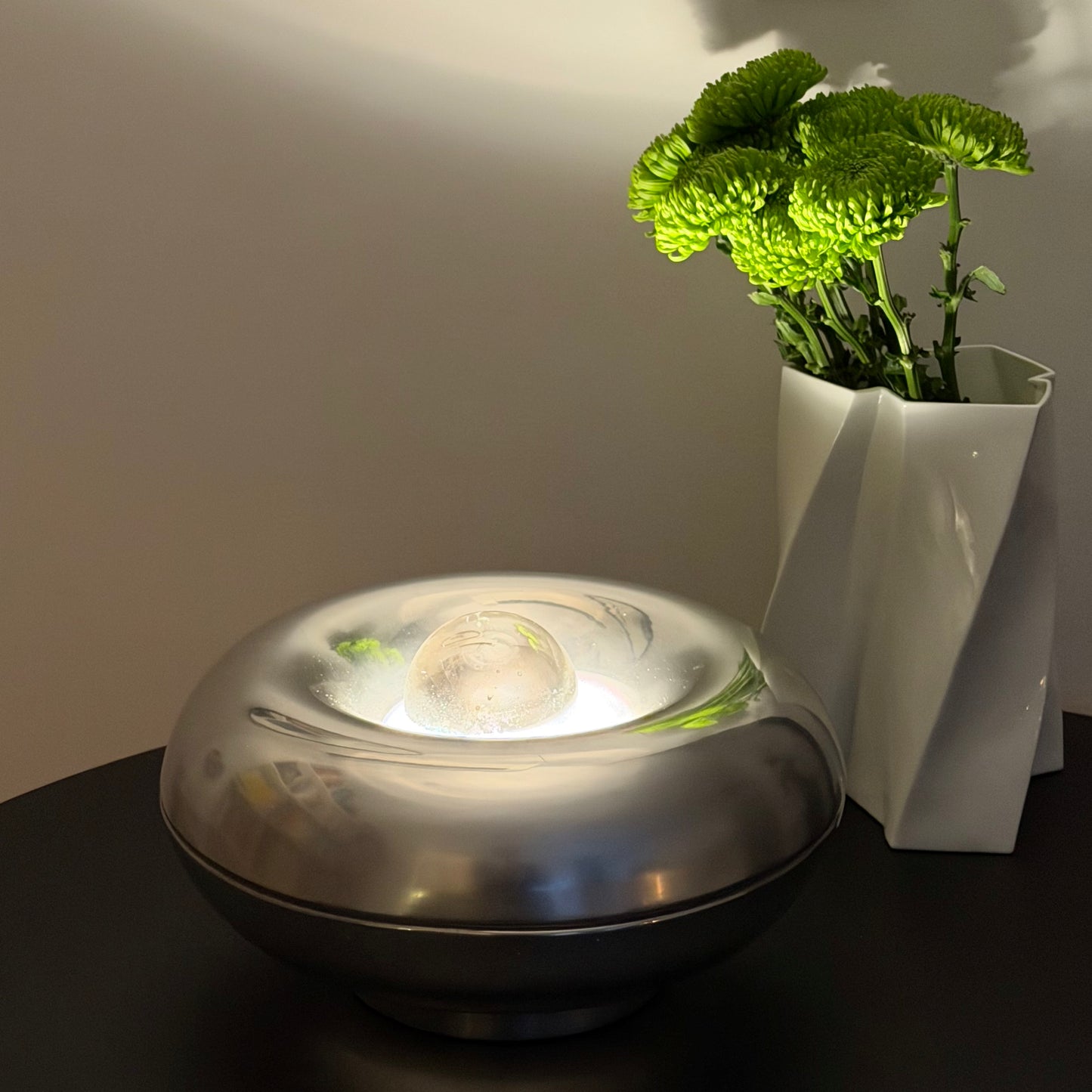 Vintage Space Age Steel Donut Lamp 1970s