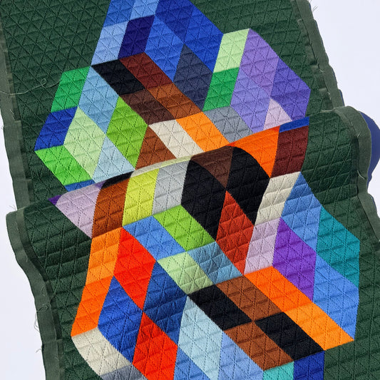Vintage Vasarely Needlepoint Textile 1970s
