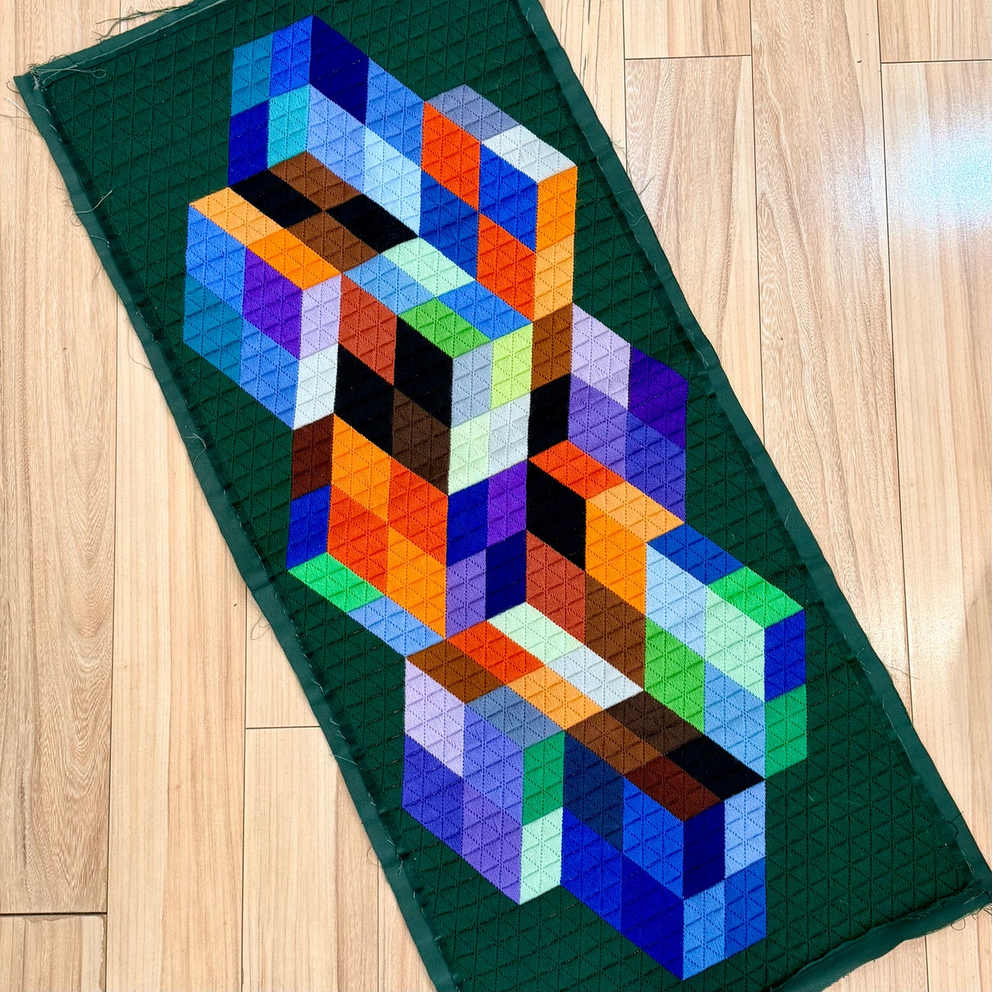 Vintage Vasarely Needlepoint Textile 1970s