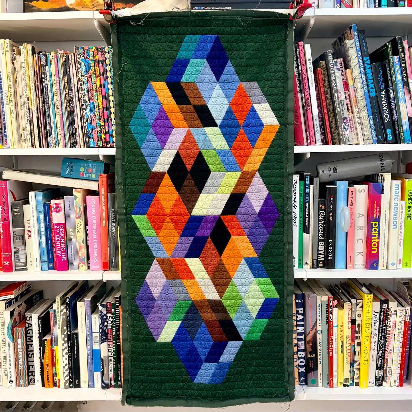 Vintage Vasarely Needlepoint Textile 1970s